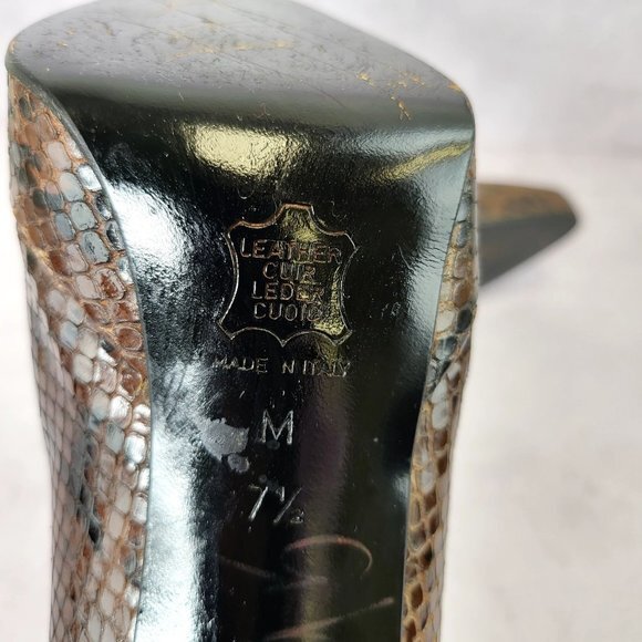 Yves‎ Saint Laurent Shoes Leather 7.5 Sandals Snakeskin Pump Snake YSL $2,507 - Picture 9 of 14